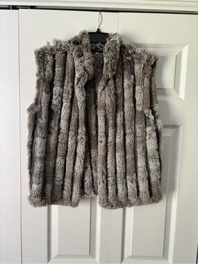 Fur Vest in Taupe Gray